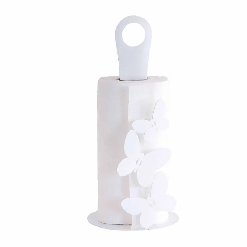 Modern Kitchen Roll Holder in White, Beige or Ivory Iron Made in Italy - Leiden Viadurini
