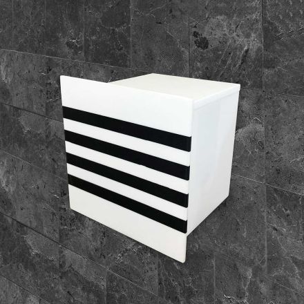 Bathroom Roll Holder in White Corian or with Black Inserts Italian Design - Elono Viadurini