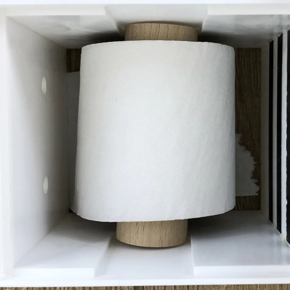 Bathroom Roll Holder in White Corian or with Black Inserts Italian Design - Elono Viadurini