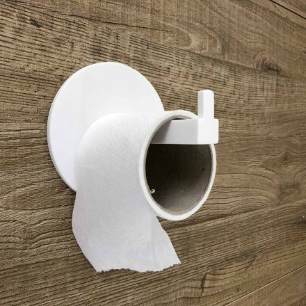 Toilet Roll Holder in White Corian or with Black Insert, Made in Italy - Elono Viadurini