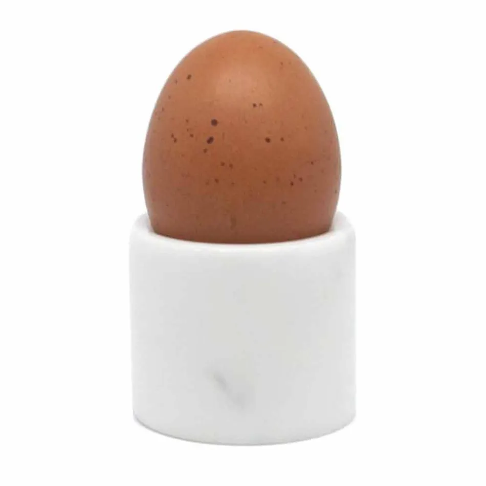 Design Egg Cup in White Carrara Marble Made in Italy, 2 Pieces - Picca Viadurini