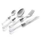 Polished Stainless Steel Cutlery and Transparent Acrylic Handle 24 Pcs - Brilli Viadurini