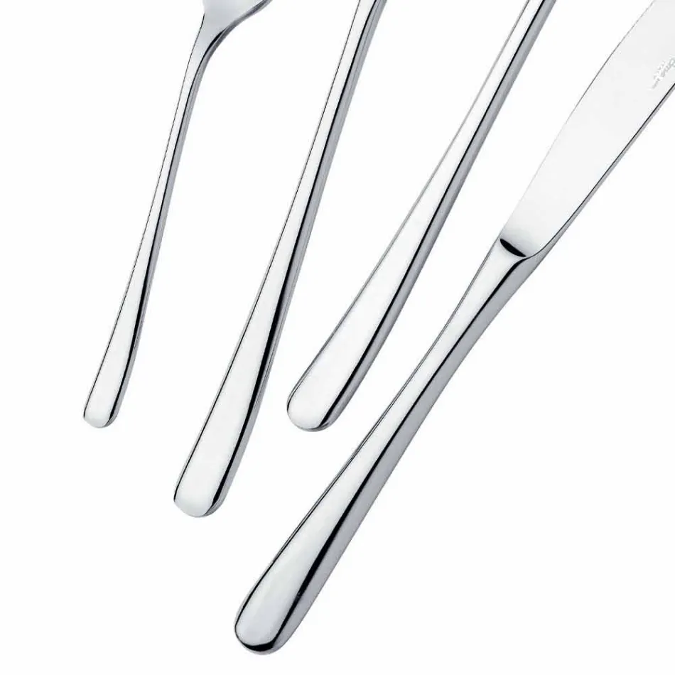 Modern Luxury Design Polished Stainless Steel Table Cutlery 24 Pieces - Bijou Viadurini