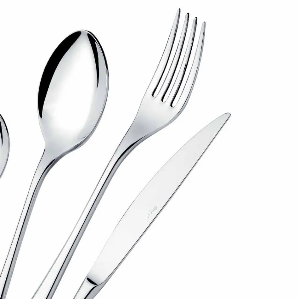 Modern Luxury Design Polished Stainless Steel Table Cutlery 24 Pieces - Bijou Viadurini