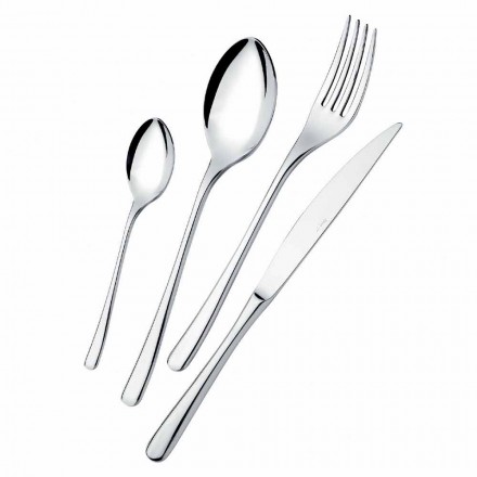 Modern Luxury Design Polished Stainless Steel Table Cutlery 24 Pieces - Bijou Viadurini