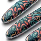 Steel and Plastic Cutlery Colored Floral Decor 24 Pcs - Alessandra Viadurini