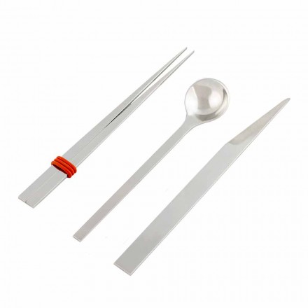 Stainless Steel Cutlery with Italian Luxury Design Chopsticks - Carronde Viadurini