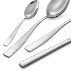Polished Stainless Steel Cutlery with Geometric Laser Decoration 24 Pcs - Rupeo Viadurini