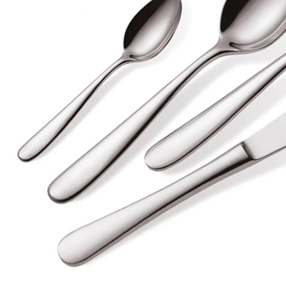 Polished Stainless Steel Cutlery Modern Essential Design 24 Pieces - Mekano Viadurini