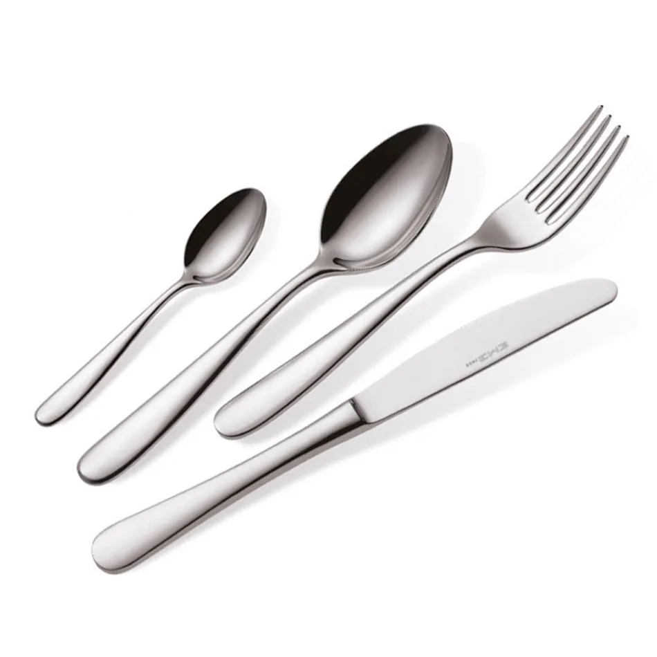 Polished Stainless Steel Cutlery Modern Essential Design 24 Pieces - Mekano Viadurini