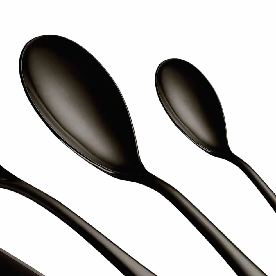 24 Piece Luxury Design Cutlery in Sandblasted or Colored Polished Steel - Timidy Viadurini