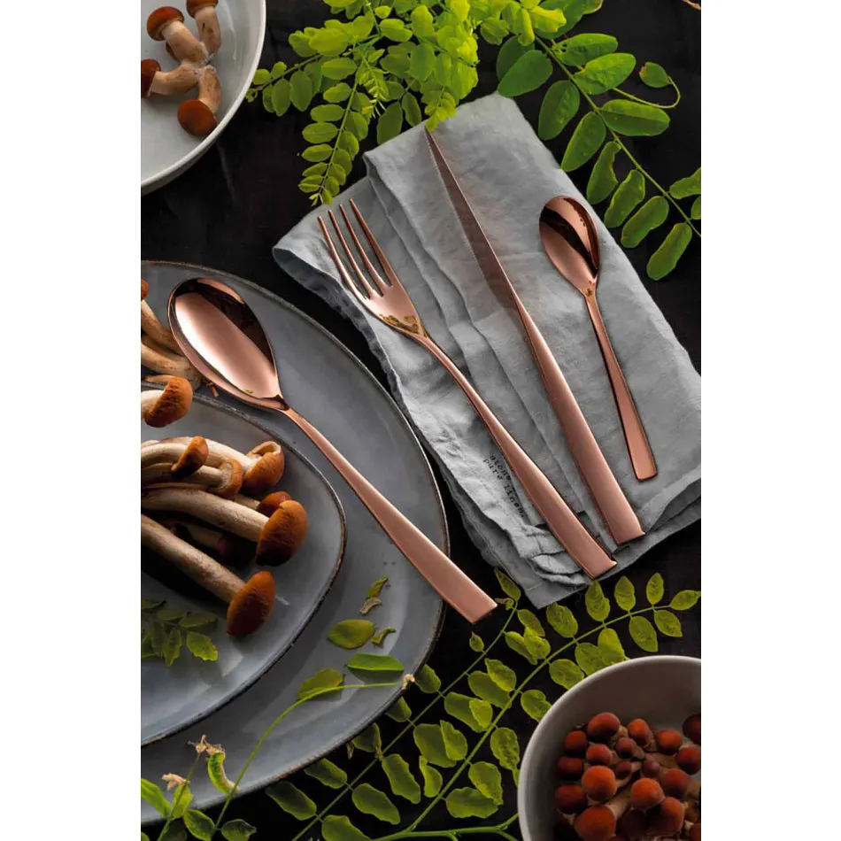 24 Piece Luxury Design Cutlery in Sandblasted or Colored Polished Steel - Timidy Viadurini