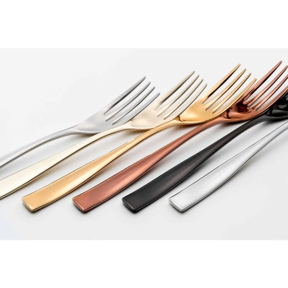24 Piece Luxury Design Cutlery in Sandblasted or Colored Polished Steel - Timidy Viadurini