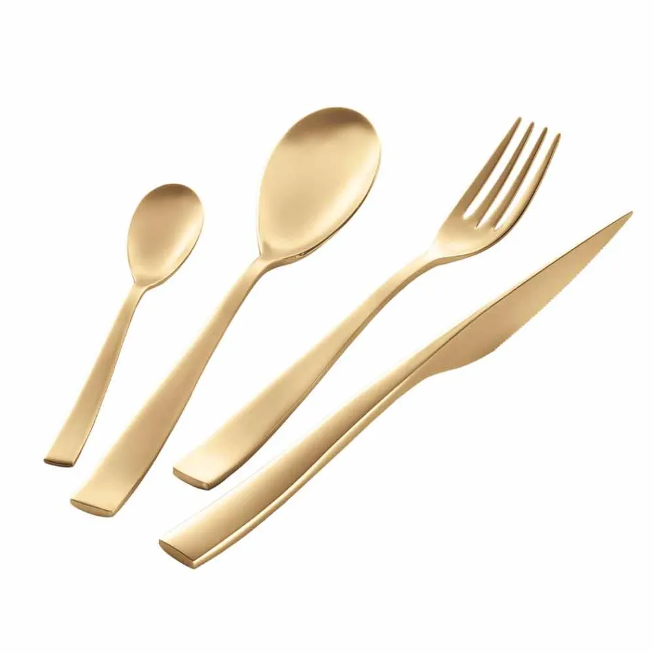24 Piece Luxury Design Cutlery in Sandblasted or Colored Polished Steel - Timidy Viadurini