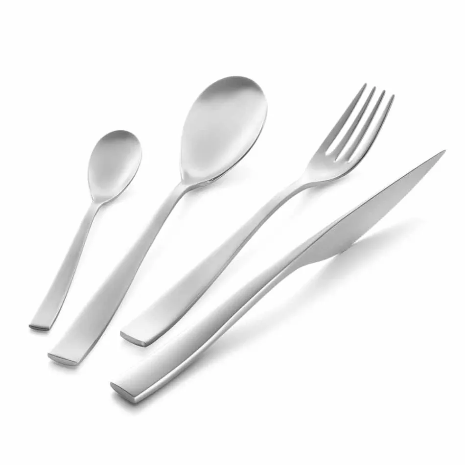 24 Piece Luxury Design Cutlery in Sandblasted or Colored Polished Steel - Timidy Viadurini