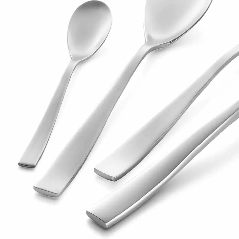 24 Piece Luxury Design Cutlery in Sandblasted or Colored Polished Steel - Timidy Viadurini