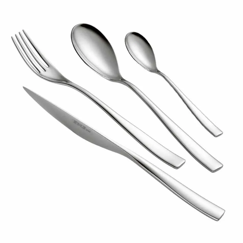 24 Piece Luxury Design Cutlery in Sandblasted or Colored Polished Steel - Timidy Viadurini