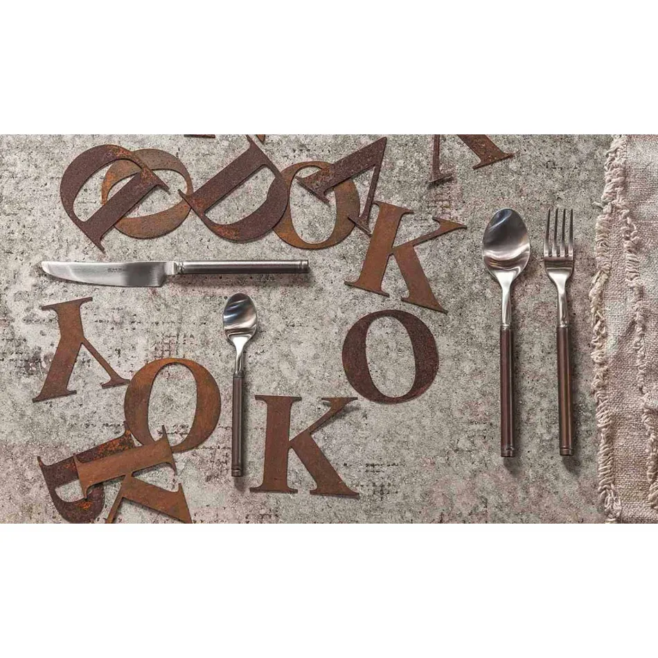 24 Piece Satin Steel Cutlery Italian Artisan Design - Damerino Viadurini