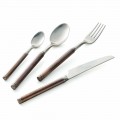 24 Piece Satin Steel Cutlery Italian Artisan Design - Damerino