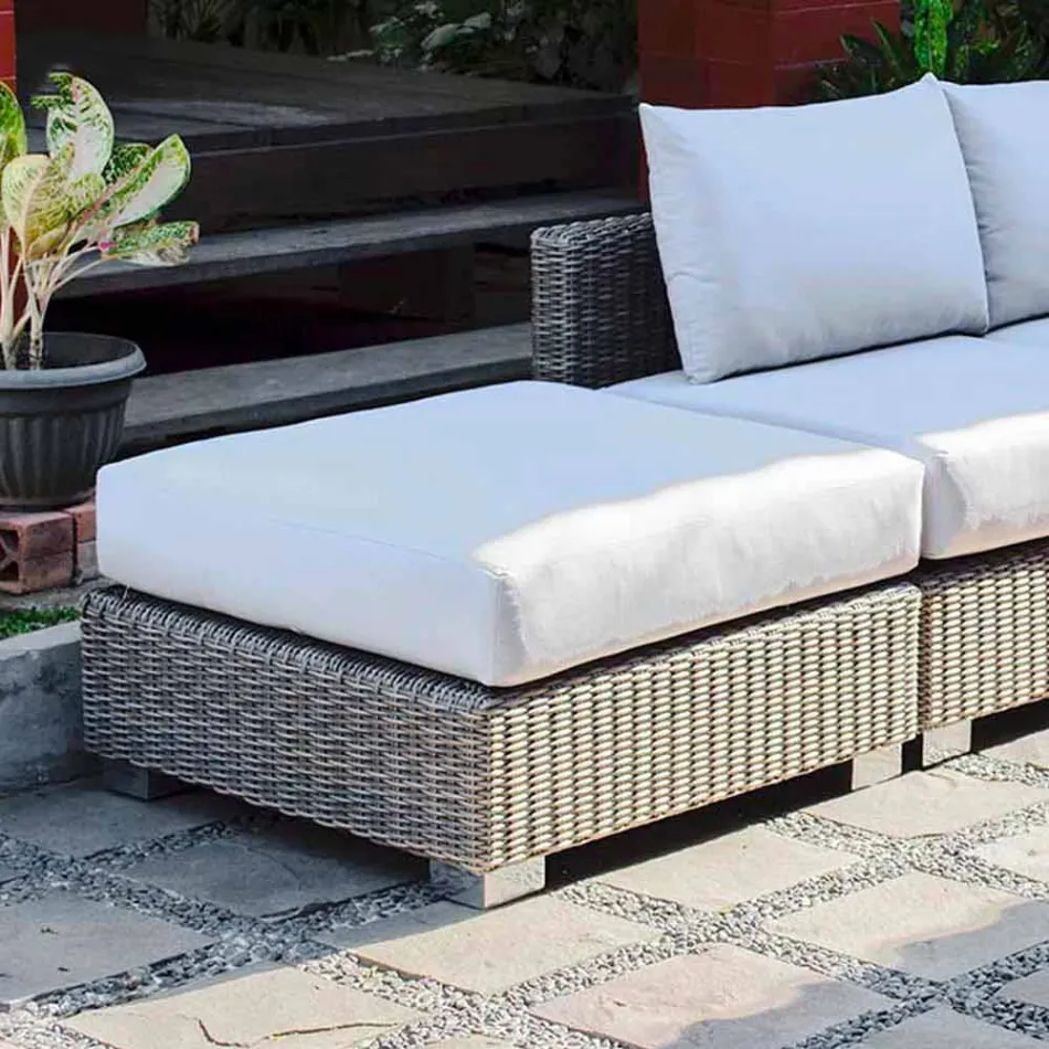 Pouf modern exterior in grey-taupe Jaco polyethylene, handmade Viadurini