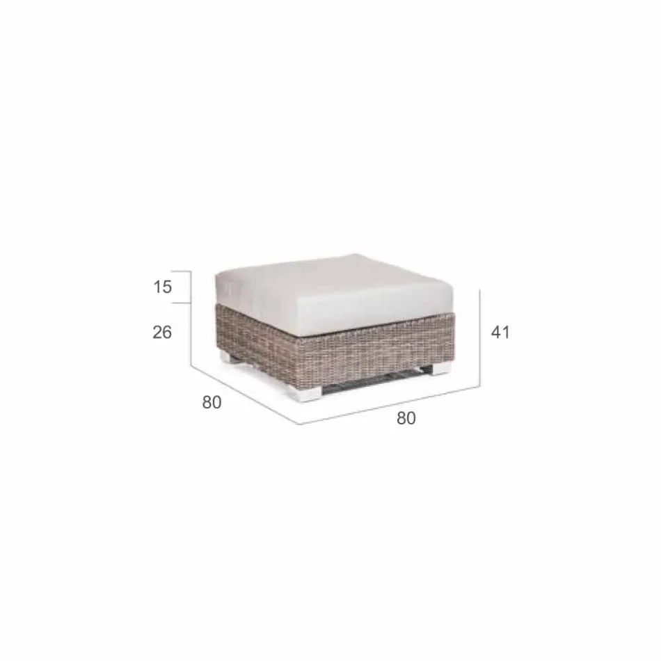 Pouf modern exterior in grey-taupe Jaco polyethylene, handmade Viadurini