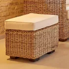 Garden Pouf in Natural Abaca with Cushion - Raziel Viadurini