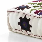 Ethnic Square Pouf in Patchwork Fabric or Velvet - Fibre Viadurini