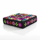 Ethnic Square Pouf in Patchwork Fabric or Velvet - Fibre Viadurini