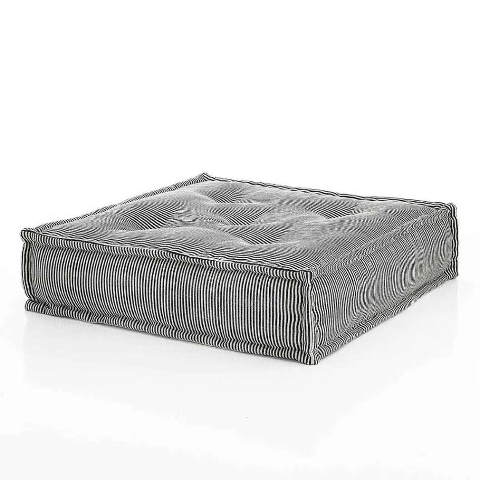 Ethnic Square Pouf in Patchwork Fabric or Velvet - Fibre Viadurini