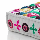 Ethnic Square Pouf in Patchwork Fabric or Velvet - Fibre Viadurini