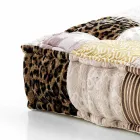 Ethnic Square Pouf in Patchwork Fabric or Velvet - Fibre Viadurini