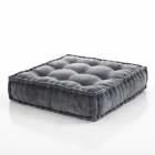 Ethnic Square Pouf in Patchwork Fabric or Velvet - Fibre Viadurini