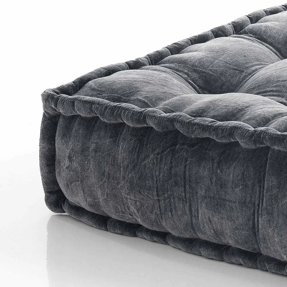 Ethnic Square Pouf in Patchwork Fabric or Velvet - Fibre Viadurini