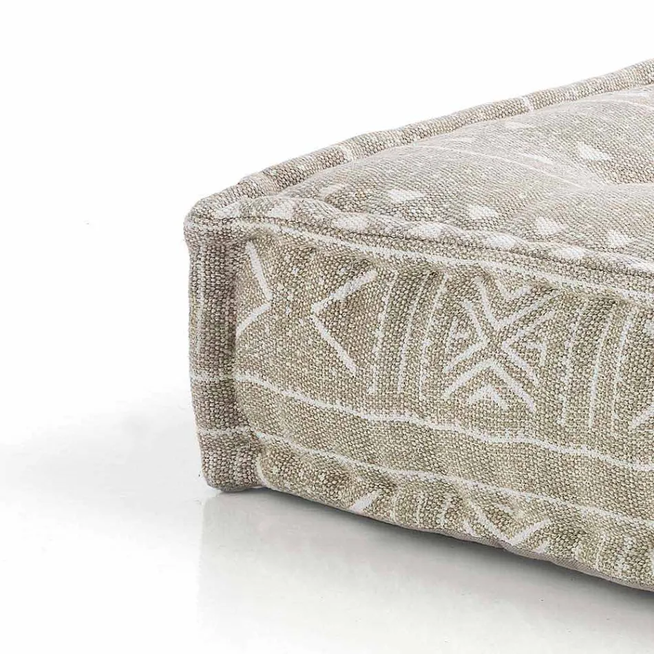 Ethnic Square Pouf in Patchwork Fabric or Velvet - Fibre Viadurini