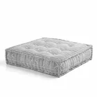 Ethnic Square Pouf in Patchwork Fabric or Velvet - Fibre Viadurini