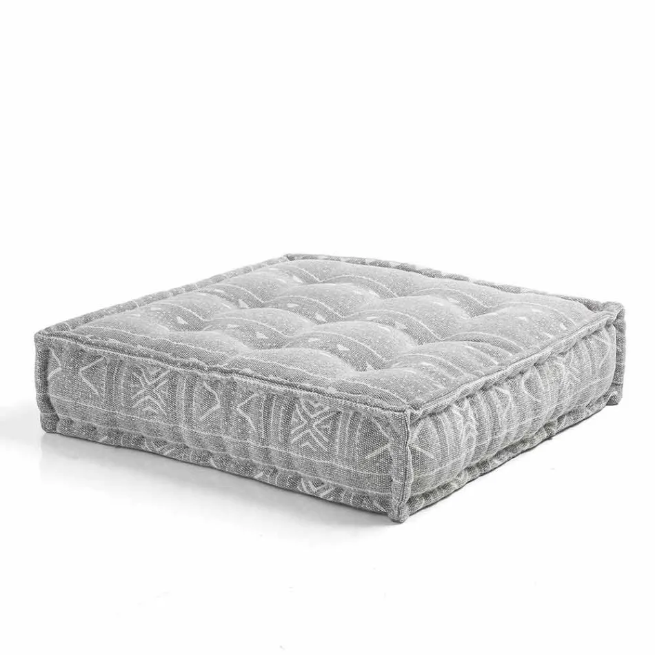 Ethnic Square Pouf in Patchwork Fabric or Velvet - Fibre Viadurini