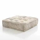 Ethnic Square Pouf in Patchwork Fabric or Velvet - Fibre Viadurini