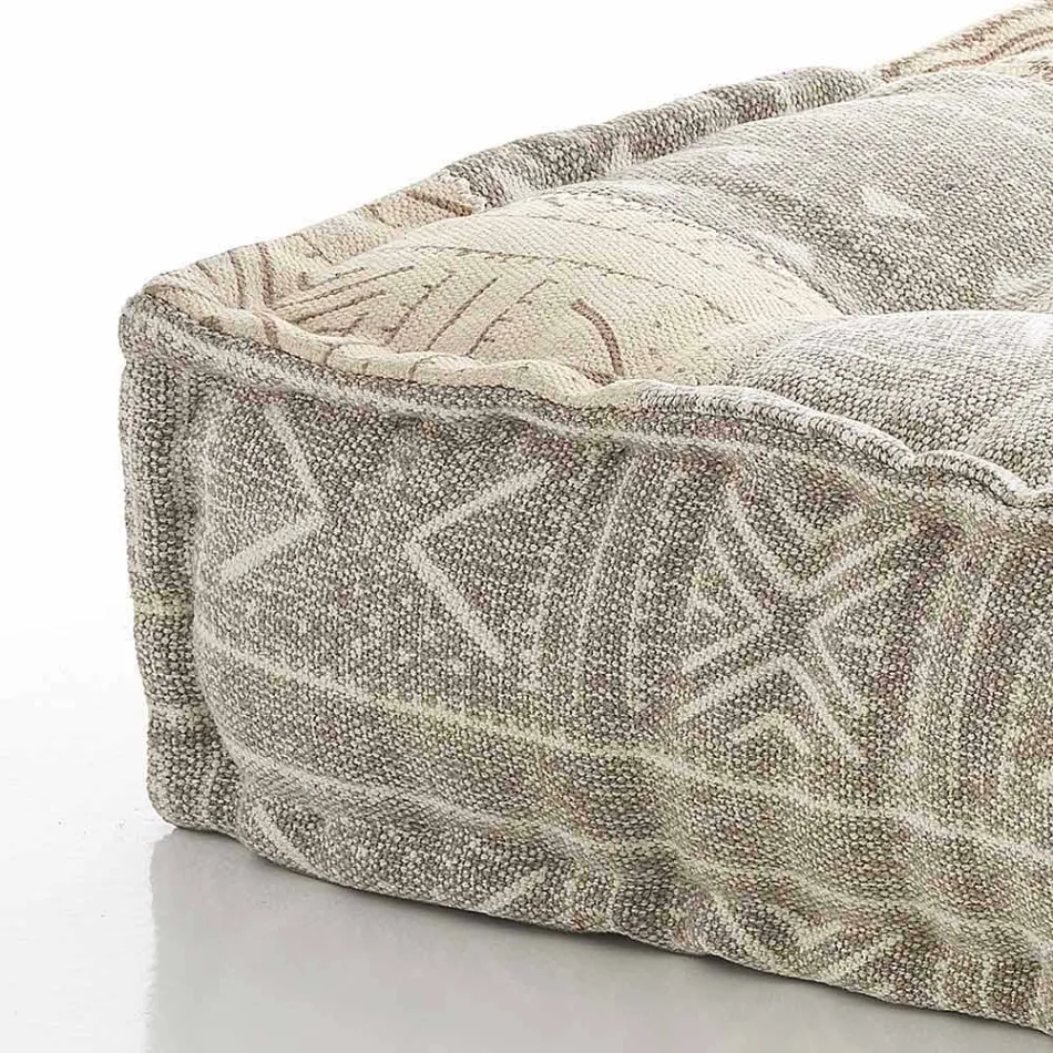 Ethnic Square Pouf in Patchwork Fabric or Velvet - Fibre Viadurini