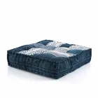 Ethnic Square Pouf in Patchwork Fabric or Velvet - Fibre Viadurini