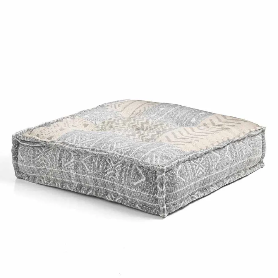 Ethnic Square Pouf in Patchwork Fabric or Velvet - Fibre Viadurini