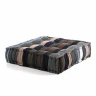 Ethnic Square Pouf in Patchwork Fabric or Velvet - Fibre Viadurini