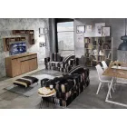 Ethnic Square Pouf in Patchwork Fabric or Velvet - Fibre Viadurini