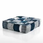Ethnic Square Pouf in Patchwork Fabric or Velvet - Fibre Viadurini
