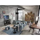 Ethnic Square Pouf in Patchwork Fabric or Velvet - Fibre Viadurini