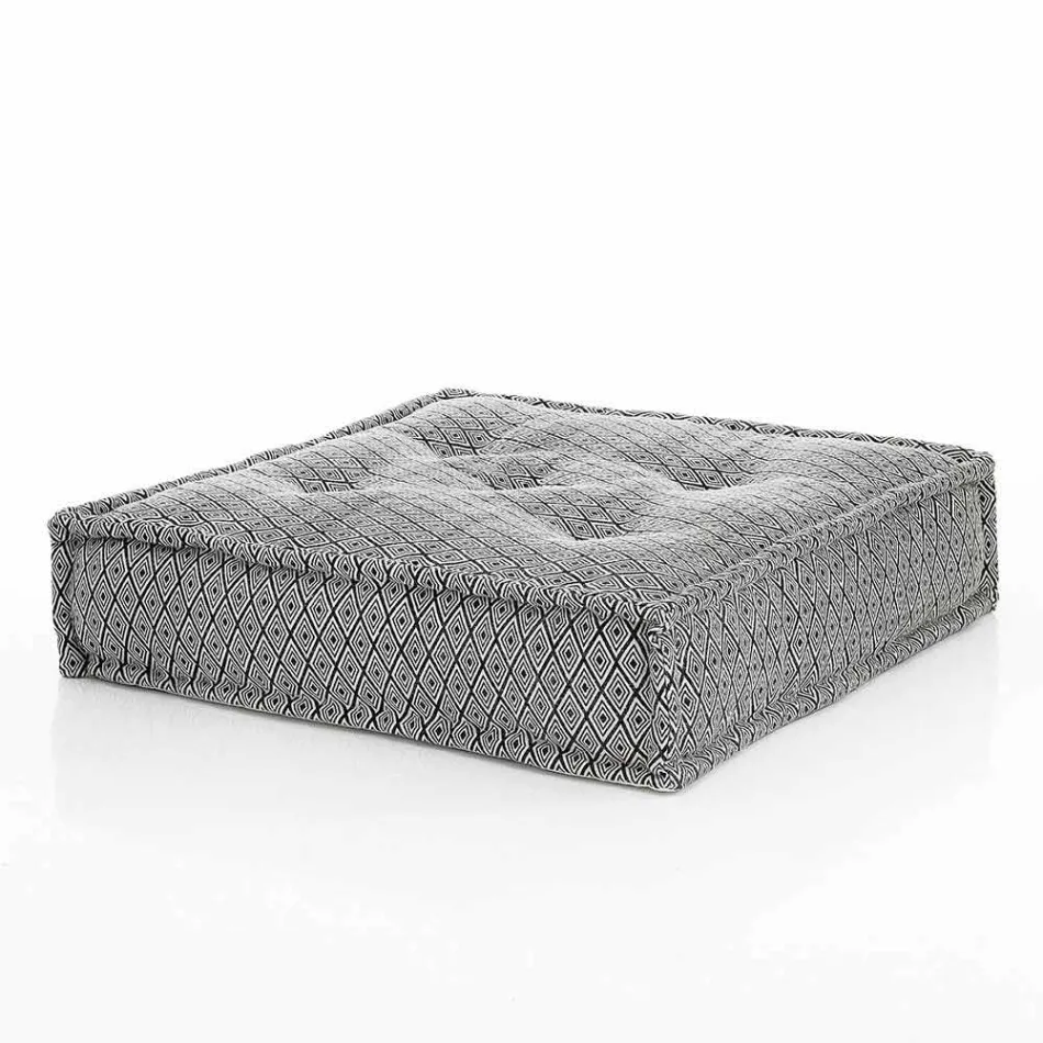 Ethnic Square Pouf in Patchwork Fabric or Velvet - Fibre Viadurini