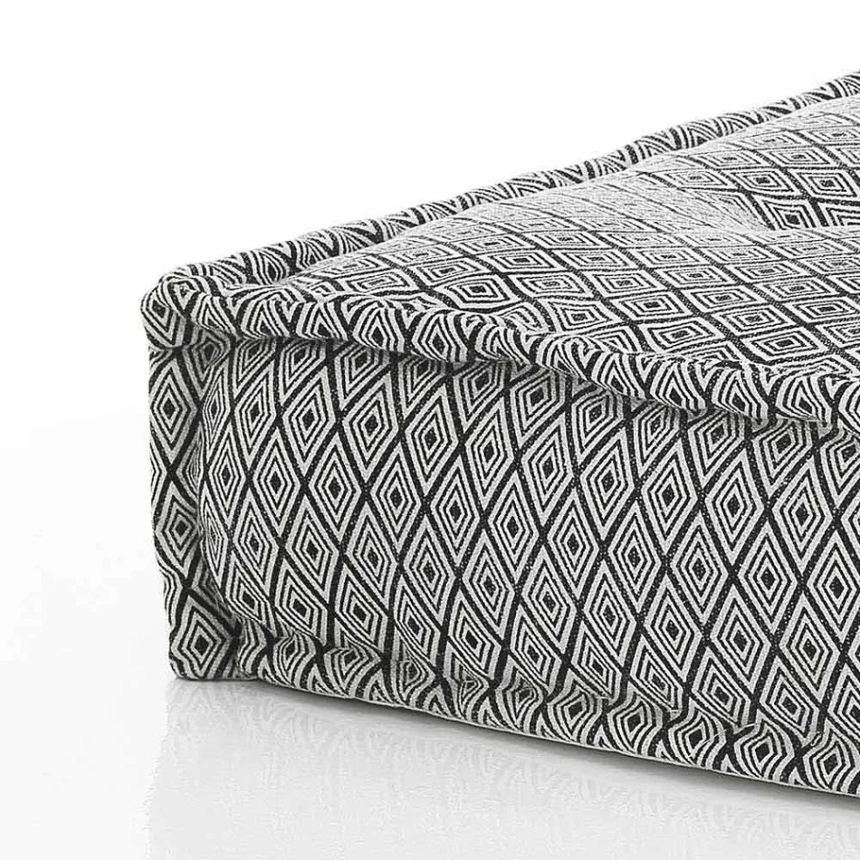 Ethnic Square Pouf in Patchwork Fabric or Velvet - Fibre Viadurini