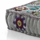 Ethnic Square Pouf in Patchwork Fabric or Velvet - Fibre Viadurini