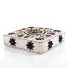 Ethnic Square Pouf in Patchwork Fabric or Velvet - Fibre Viadurini