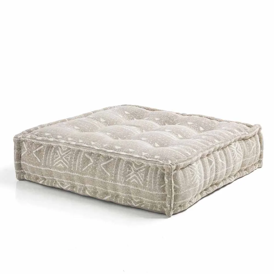 Ethnic Square Pouf in Patchwork Fabric or Velvet - Fibre Viadurini