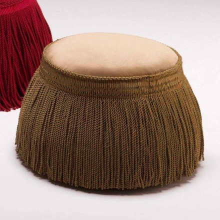 Upholstered pouf for lounge classic luxury design, 60cm diameter, Simon Viadurini